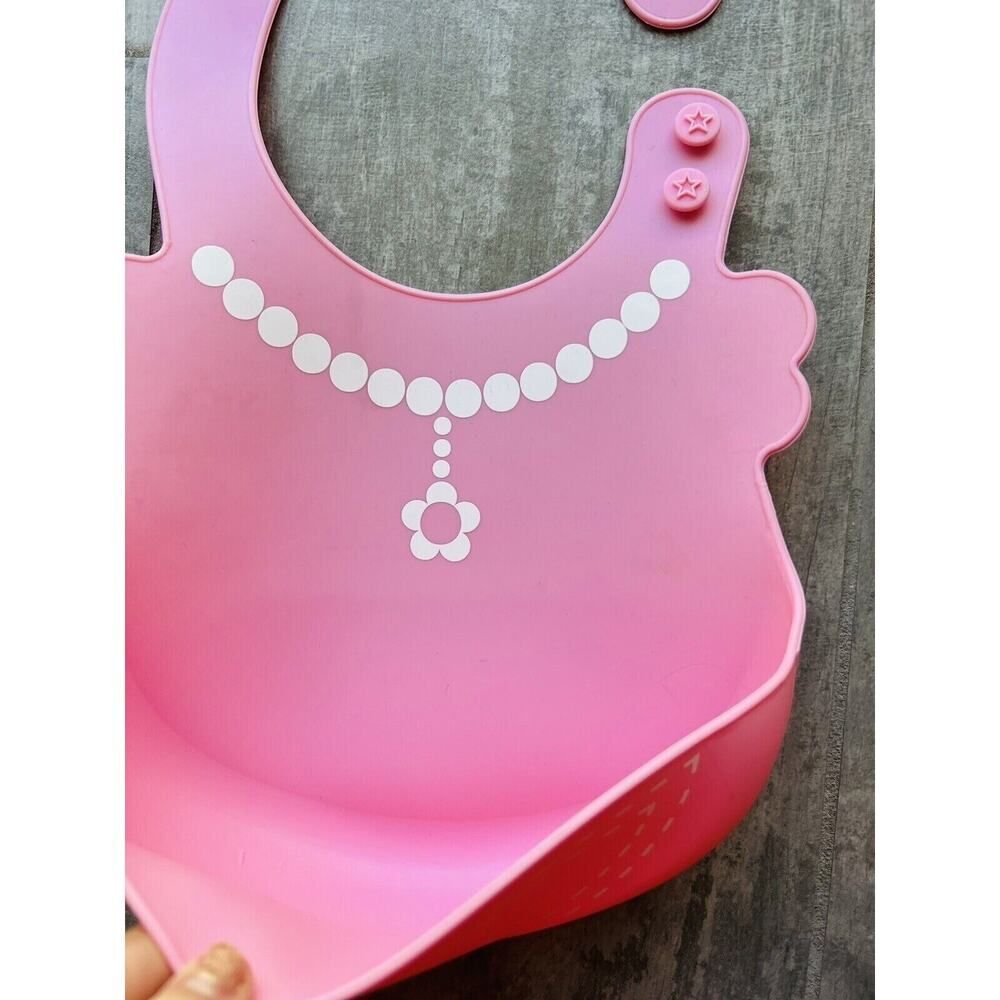JJOVCE Girls Baby Feeding Roll Bib Waterproof Silicone Infant Easy Clean Up NEW - Picture 2 of 5